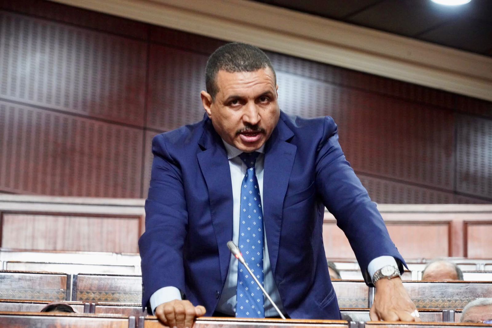 النائب البرلماني امبارك حمية يسائل وزير الصناعة عن الإجراءات المحفزة للدفع بمستثمرين صناعيين للإستثمار وبضرورة إنشاء منطقة خاصة بأنشطة الحرفيين بمدينة الداخلة